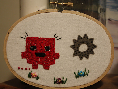 Super Meat Boy embroidery!