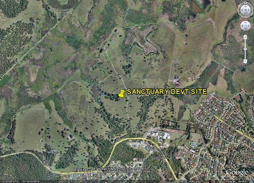site of Landcom's project, Sanctuary (image from Google Earth, marking from me)