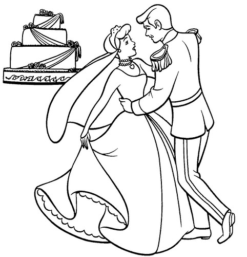 Cinderella Dancing Coloring Page