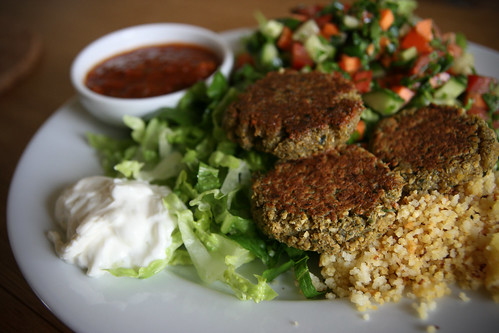 Falafel with salad and couscous