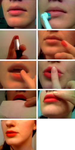 kate moss bright lipstick. right) lipstick and gloss