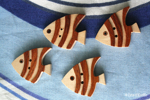 Wood Fish in Fabric Ocean