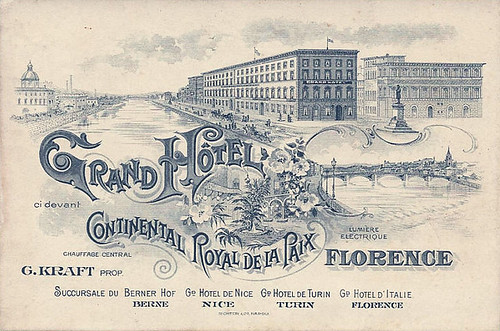 Grand Hotel Florence Italy Card~Label by Art of the Luggage Label