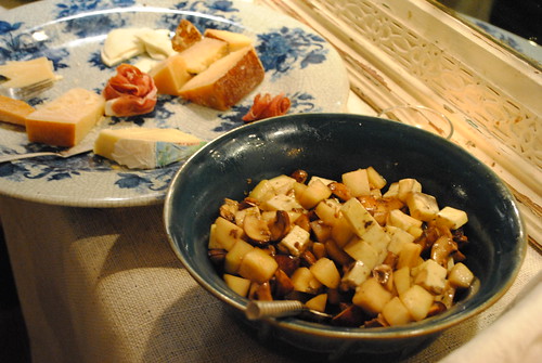 Mushrooms, pear and gruyere