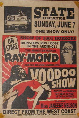 RAY-MOND AND HIS BLOOD CURDLING VOODOO SHOW window card