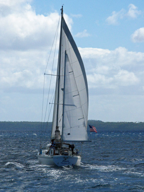 Dosia under sail in Tonga - September 2009