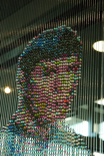 Spocks Face, made of beads strung on steel wire, Devorah Sperber, Spock, Kirk and McCoy: Beaming-In (In-Between), Microsoft, Studio D, Redmond, Washington, USA 2730