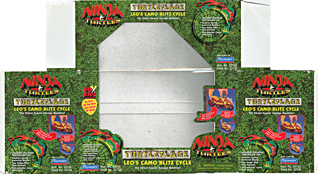 TURTLEFLAGE   "Ninja Turtles: The Next Mutation"   ::  LEO'S CAMO BLITZ CYCLE .. Box i (( 1997 )) 