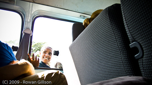 A woman and her child beg through the window of an American's van in Addis Ababa, Ethiopia..