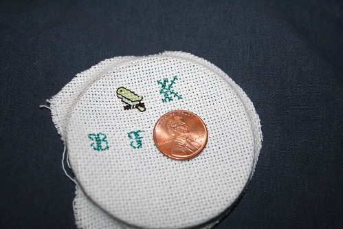 cross stitch pieces I made for gift lockets
