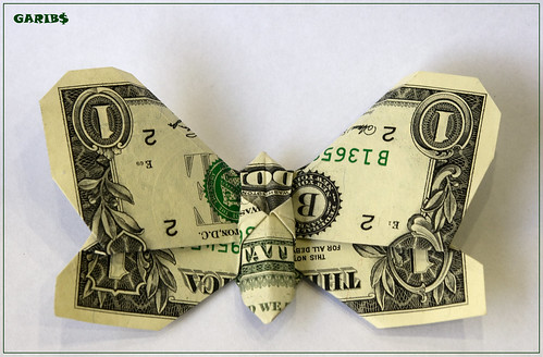 dollar bill origami peacock. dollar bill origami butterfly.