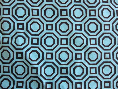 Turquoise and brown modern print quilting cotton
