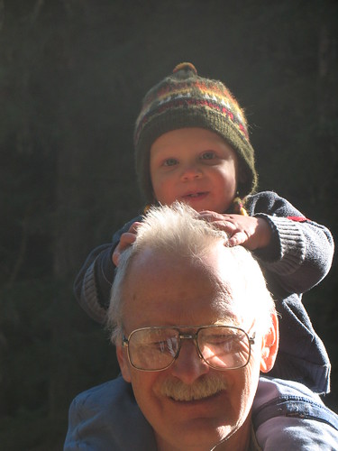 Hitchin a ride on Grandpa