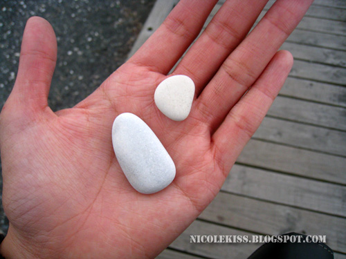 two white pebbles
