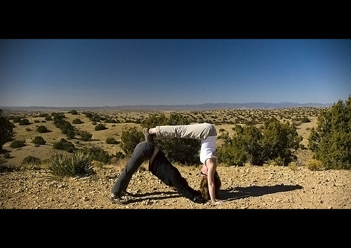 Partner Yoga in the Desert