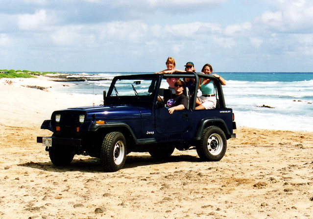 blue beach hawaii jeep oahu rental 1993 1994 wrangler