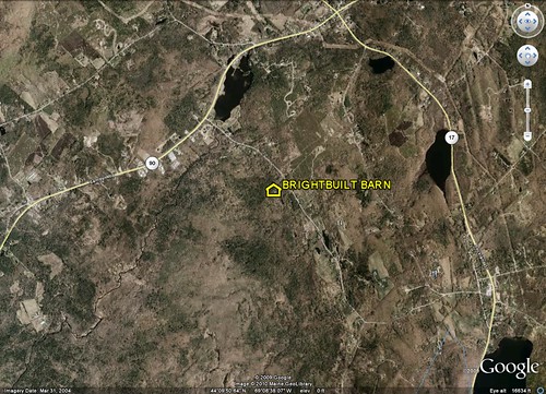location of BrightBuilt Barn (image by Google Earth)