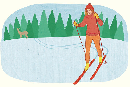 Cross country ski illustration