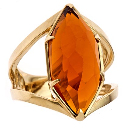 NLJ CARVED MARQUIS RING IN CITRINE