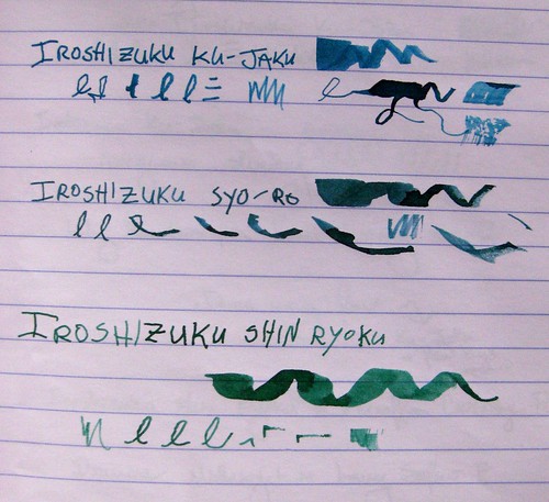 Three Pilot Iroshizuku Ink comparisons, I