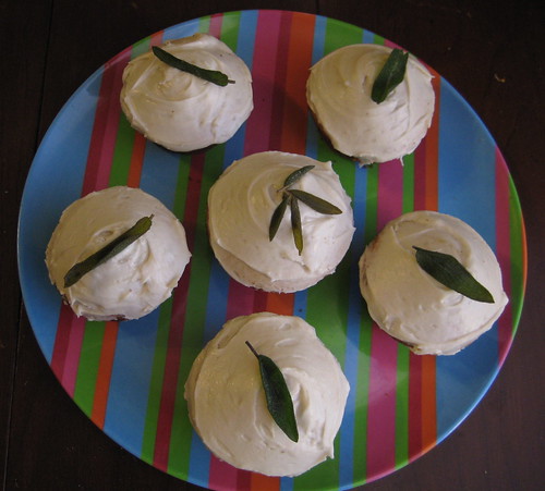 Lemon Cupcakes with Olive Oil, Sage, and Sea Salt(Recipe originally 