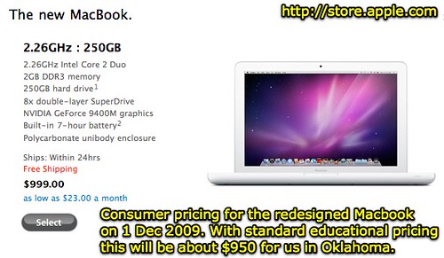 MacBook - consumer pricing 1 Dec 2009