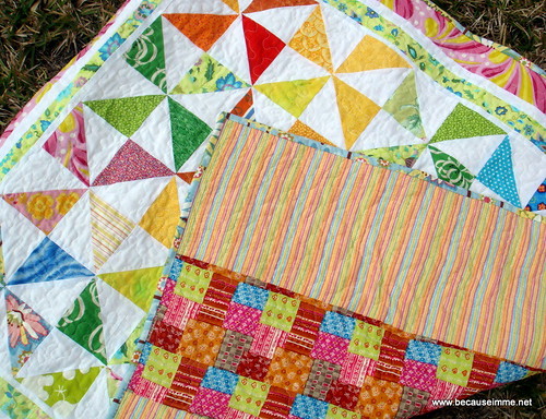 scrappy pinwheel quilt with back