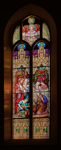 Saint Francis of Assisi Roman Catholic Church, in Aviston, Illinois, USA - stained glass window of the Wedding Feast at Cana