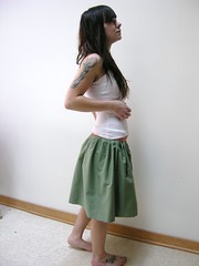 Reversible Skirt Green/Tan