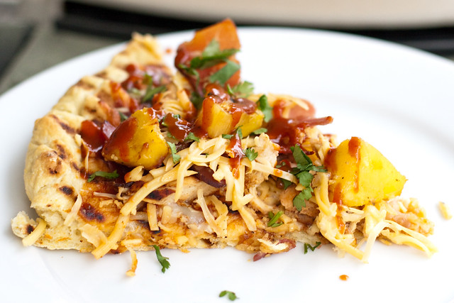 Barbecue Chicken Pizza with Grilled Pineapple and Speck