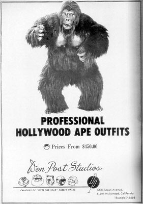 Bob as Kogar, his first ape suit created with Don Post