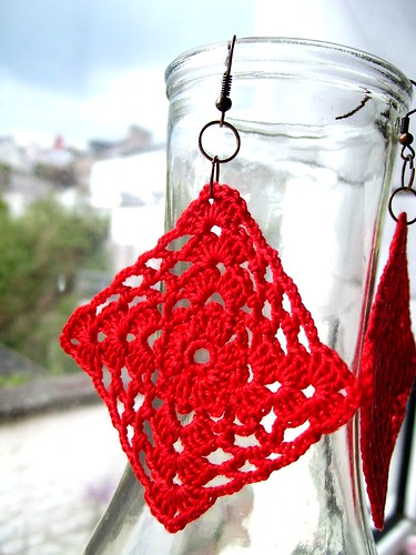 Crocheted granny square earrings