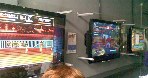 3 of the 5 screens at the Mana Bar opening, Brunswick St, Fortitude Valley, Brisbane, Queensland, Australia 100320