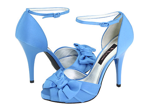 Ornament pleated blue wedding shoes