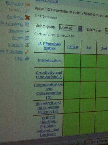 Close up of student portfolio (ISTE NETS-S aligned)