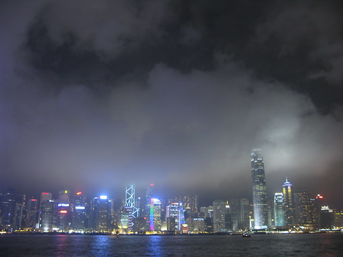 Hong Kong skyline light show