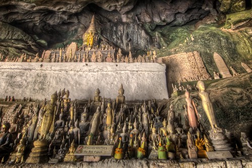 Golden Buddhas in Pak Ou Cave