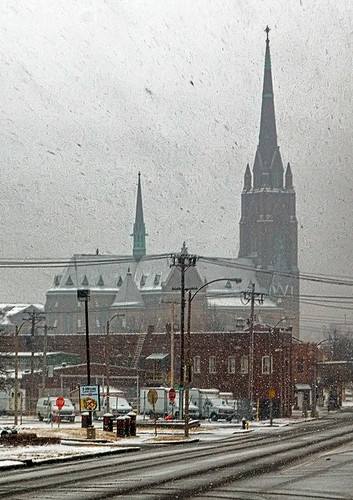 Saint Francis de Sales Oratory, in Saint Louis, Missouri, USA - view from a distance in the snow