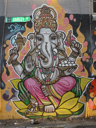 graffiti of Ganesh, the elephant-head god.