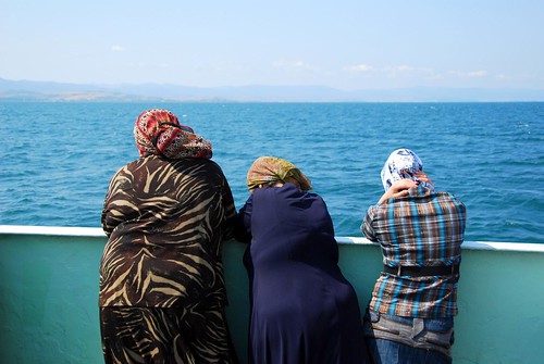 turkish ladies on the ferry across the sea of marmara