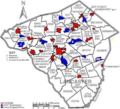 municipal boundaries in Lancaster County (by: US Census via Wikimedia Commons)