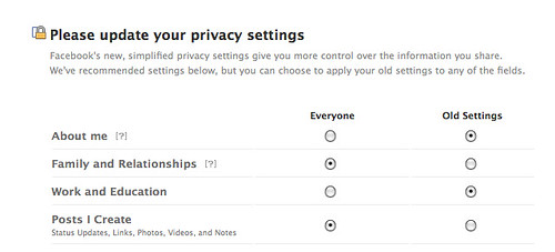 Image of Facebook privacy settings
