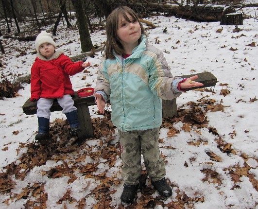 Ava and Maxine Waiting for Chickadees