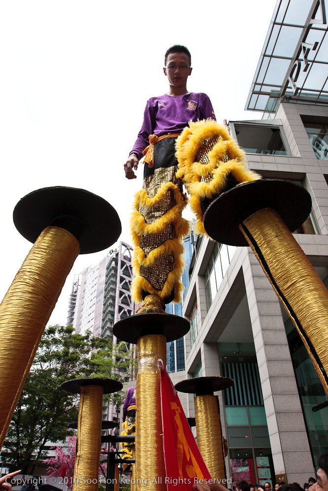 Lion Dancer Checking on Stilts @ Pavilion, KL, Malaysia