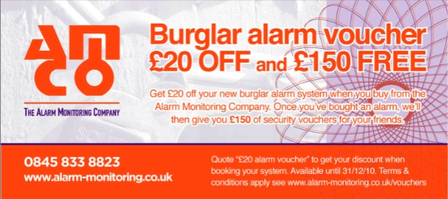 Burglar alarm £20 off discount voucher