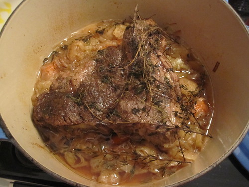 Braised beef after 3 hours in the oven