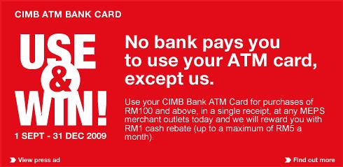 CIMB Bank ATM Card Use and Win Campaign