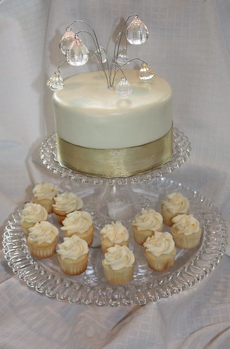Created for a 60th wedding anniversary this cupcake tower featured zesty 