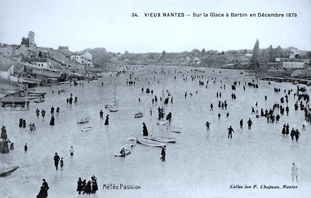 patineurs sur l'Erdre gelée à Nantes en décembre 1879