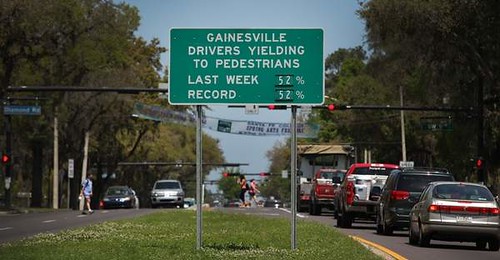Gainesville FL GPD tracks percent of drivers yielding to pedestrians